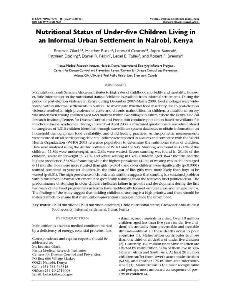 Nutritional Status of Under-Five Children Living in PDF | PDF | Social ...