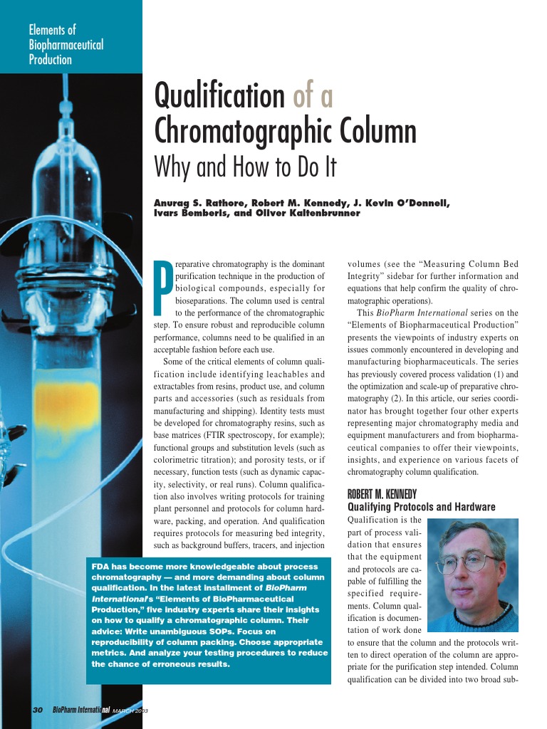Qualification of A Chromatographic Column PDF Chromatography