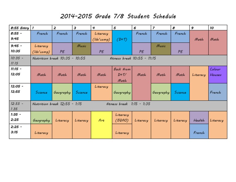 New 2015 Student Schedule | PDF | Language Arts & Discipline | Teaching ...