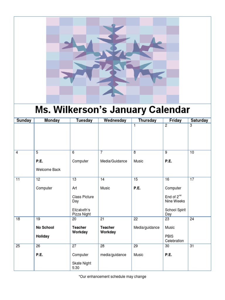 January Calendar | PDF | Art
