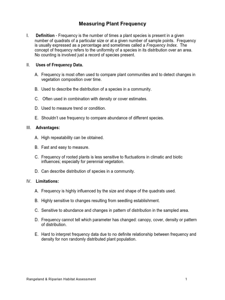 Measuring Plant Frequency Rangeland & Riparian Habitat Assessment 1