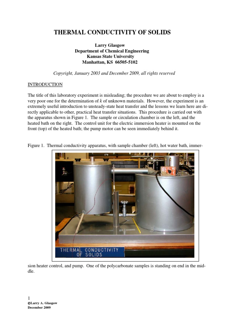 Conductivity of Solids 12-2009 | PDF | Thermal Conduction | Thermocouple