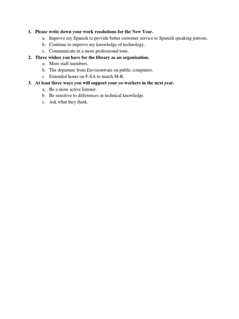 Please Write Down Your Work Resolutions For The New Year | PDF | Computers