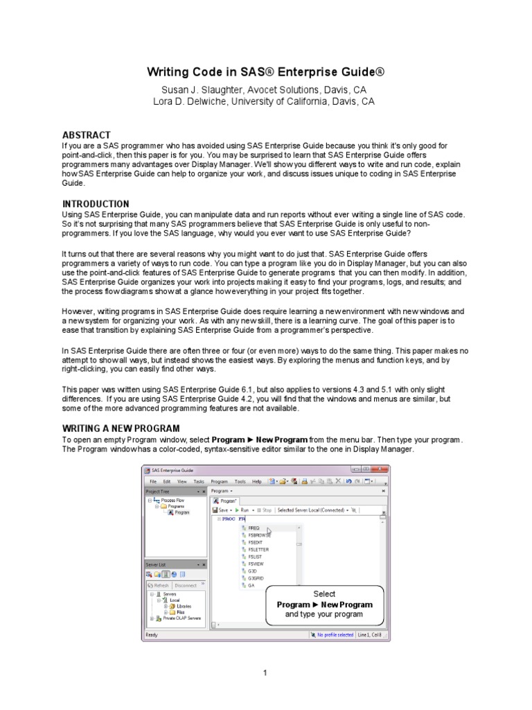 How To Write SAS Code in SAS Enterprise Guide | PDF | Sas (Software ...