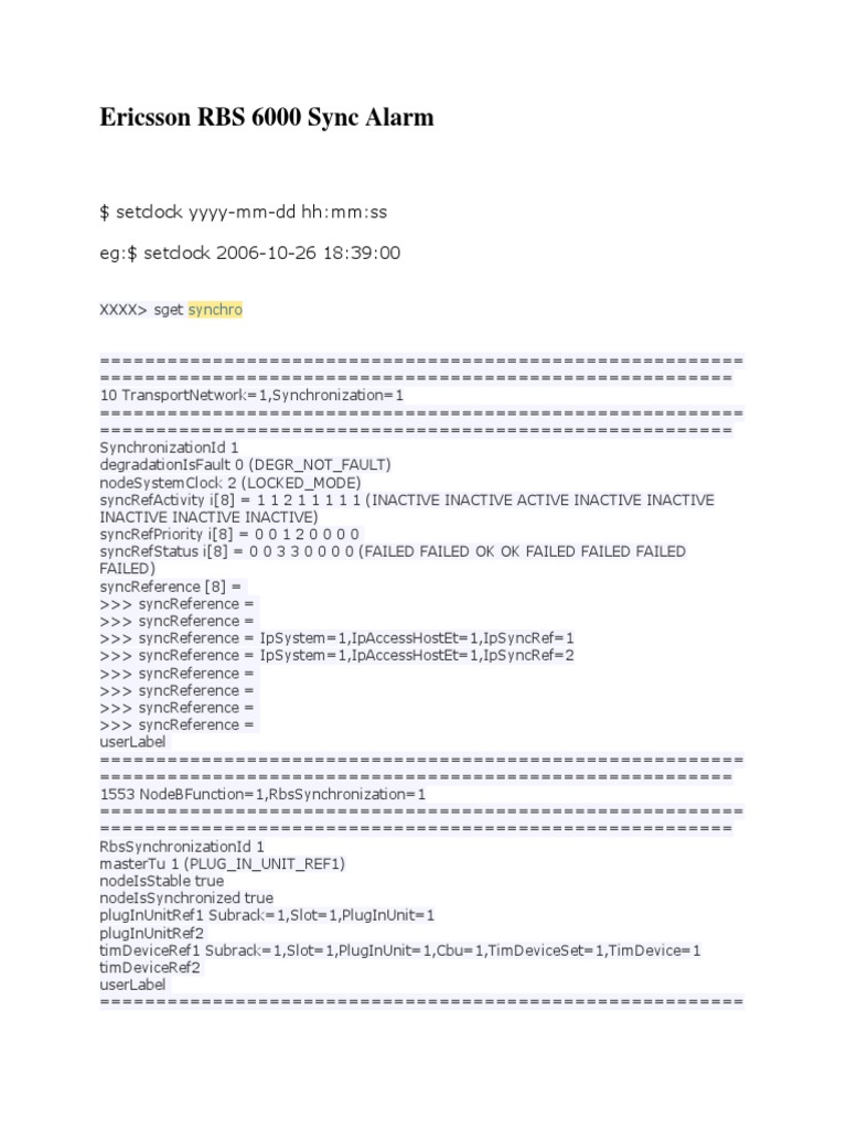 Ericsson RBS 6000 Sync Alarm Insights | PDF | Networking Standards ...