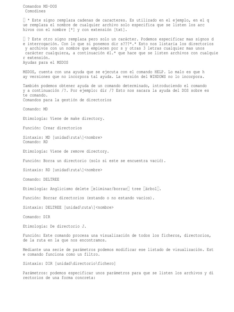 Comandos Esenciales de MS-DOS | PDF | Archivo de computadora | Sistema ...