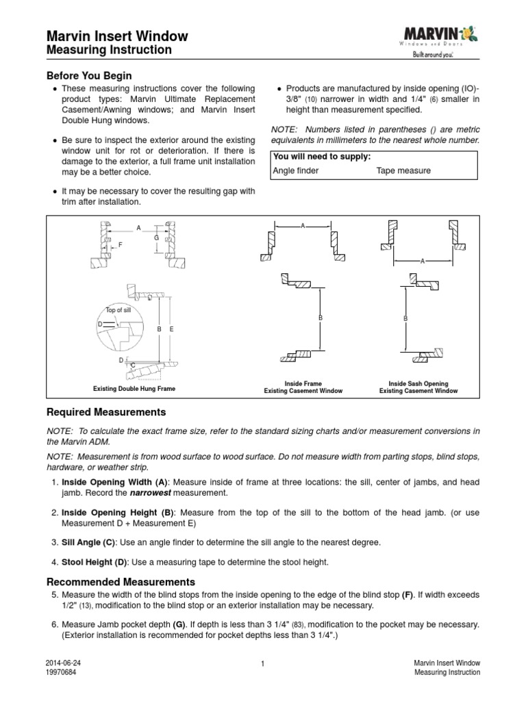 Marvin Insert Window Measurement Guide | PDF | Window | Framing ...