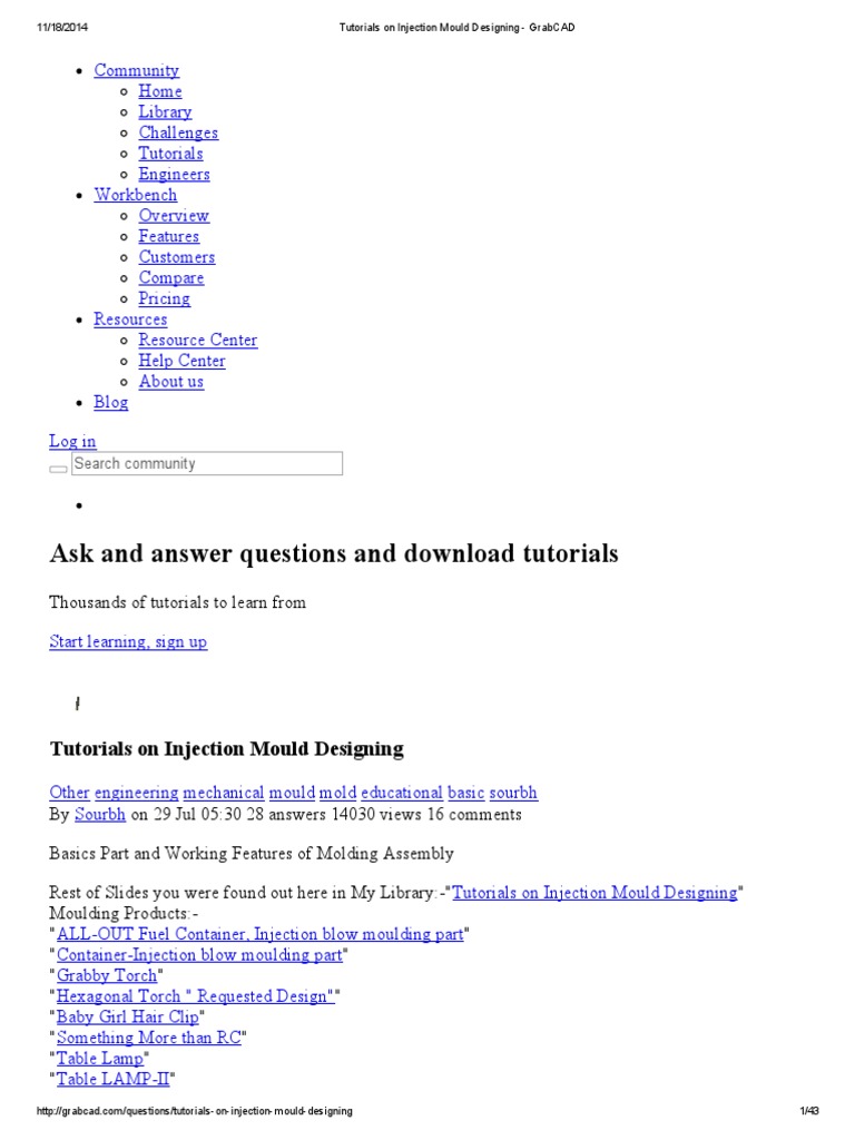 Tutorials On Injection Mould Designing | PDF | Casting (Metalworking