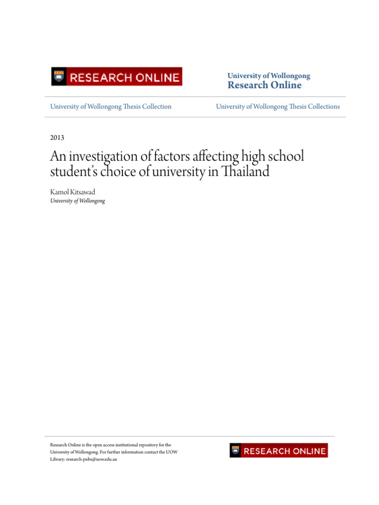 An Investigation of Factors Affecting High School Student-S Choic | PDF ...
