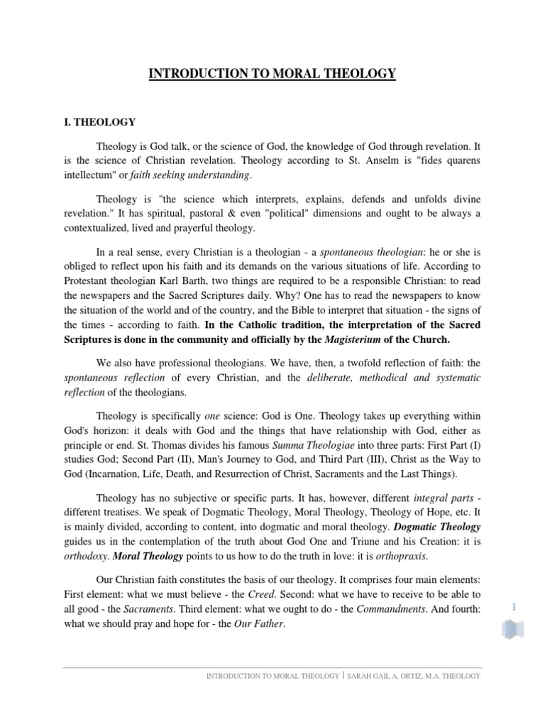 Introduction To Moral Theology | PDF | Ethics In Religion | Religious Essays &amp; Ethics