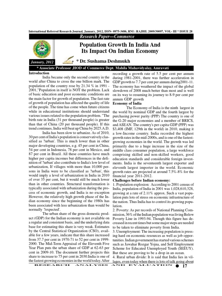 Population Growth and Its Impact | PDF | Economic Growth | Economy Of India