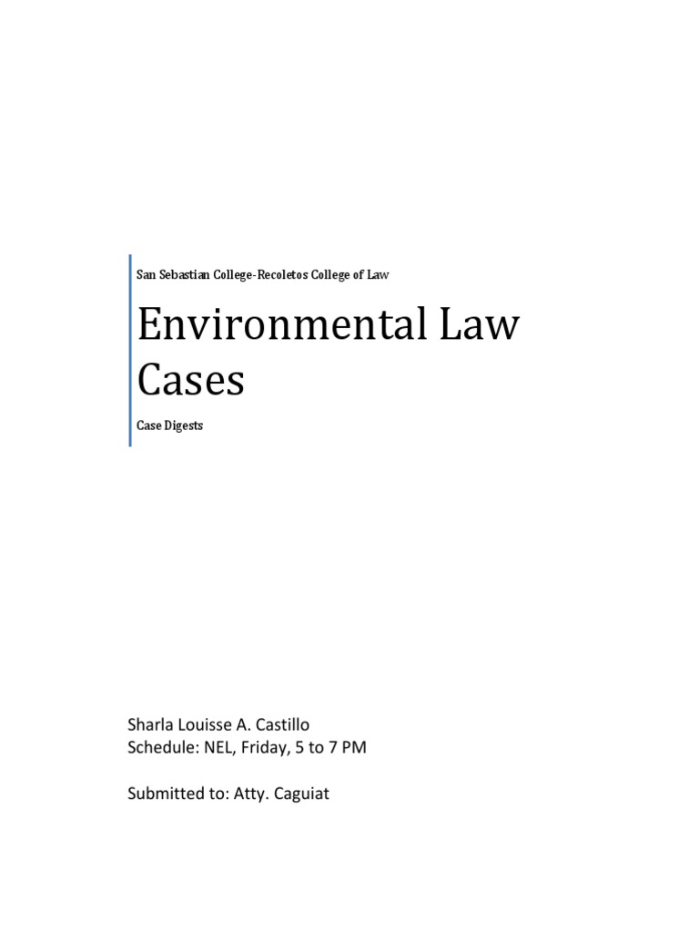 Environmental Law Case Digests | PDF | Search And Seizure | Lawsuit
