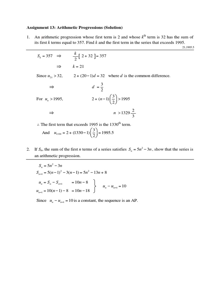 Arithmetic Progression Solutions | PDF
