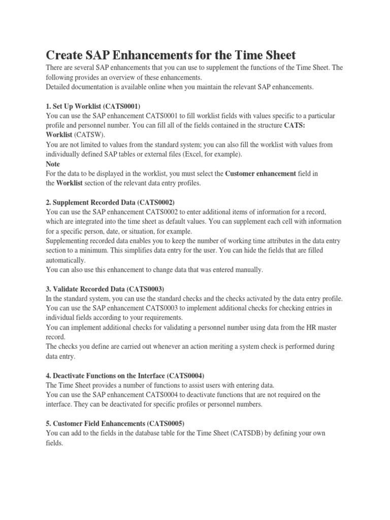 SAP Enhancements for Time Sheet Management | PDF | Computer Engineering ...