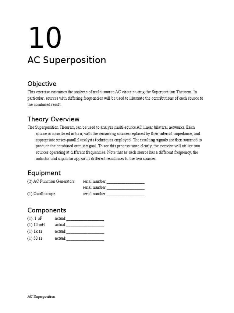 AC Circuit Analysis via Superposition | PDF