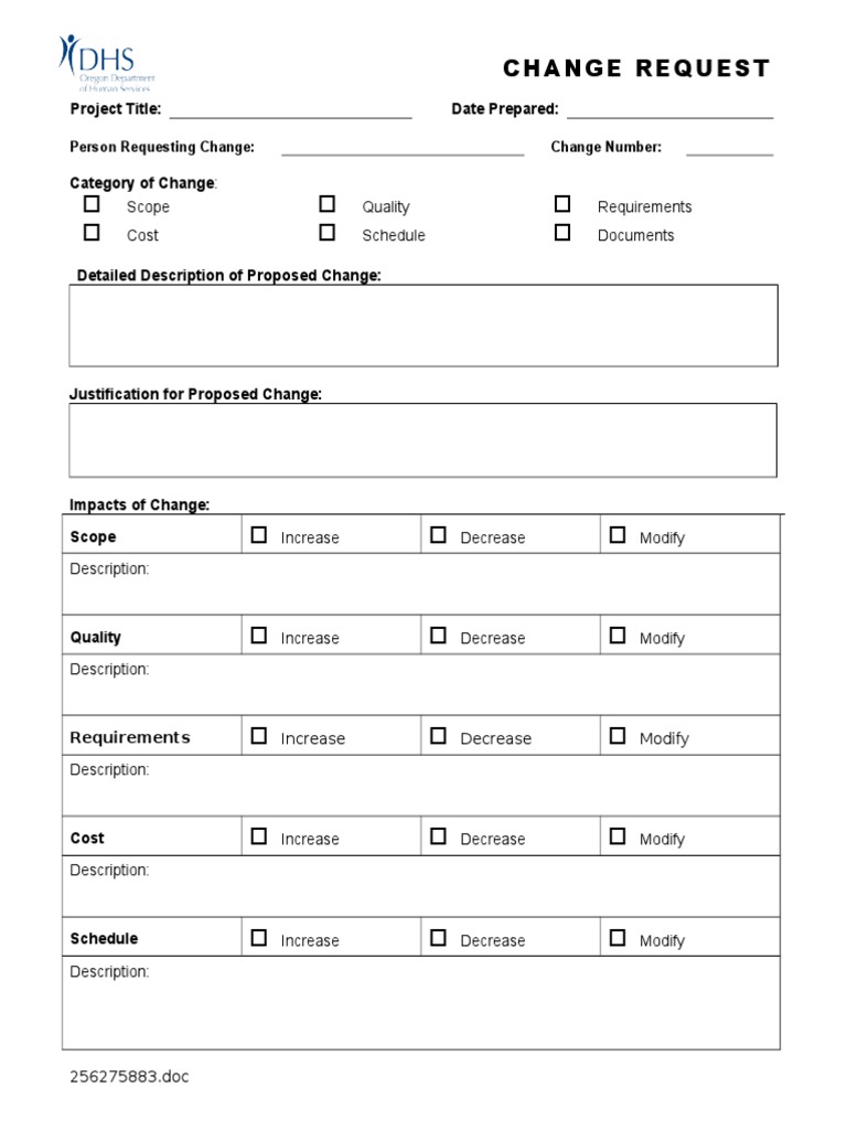 Project Change Request Template | PDF