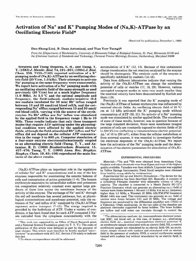Activation of Na+ and K+ Pumping Modes of (Na, K) - Atpase by An ...
