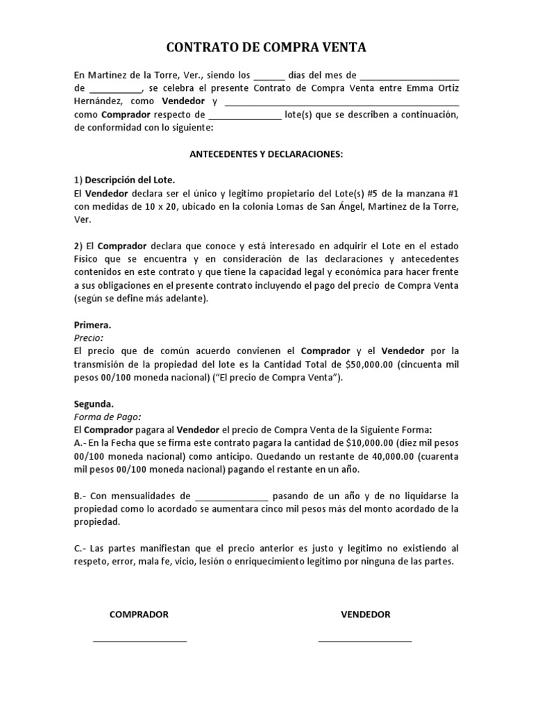 Contrato de Compra Venta