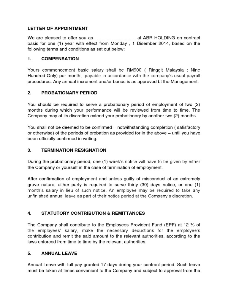 Letter of Appointment | PDF | Confidentiality | Employment