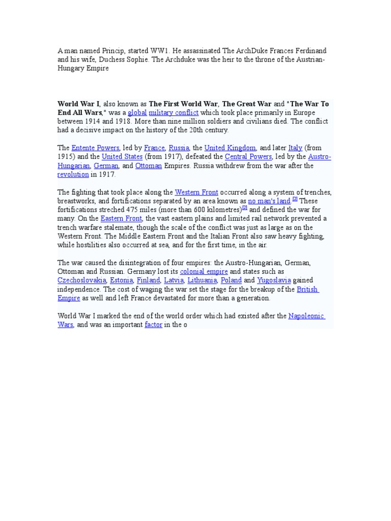 WW 1 | PDF | Travel