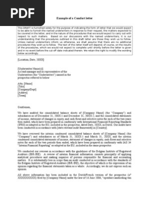 Example Of A Comfort Letter Financial Statement Financial Audit