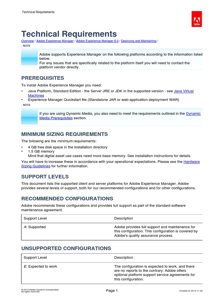 AEM6 Technical Requirements | PDF | Web Browser | Java Virtual Machine