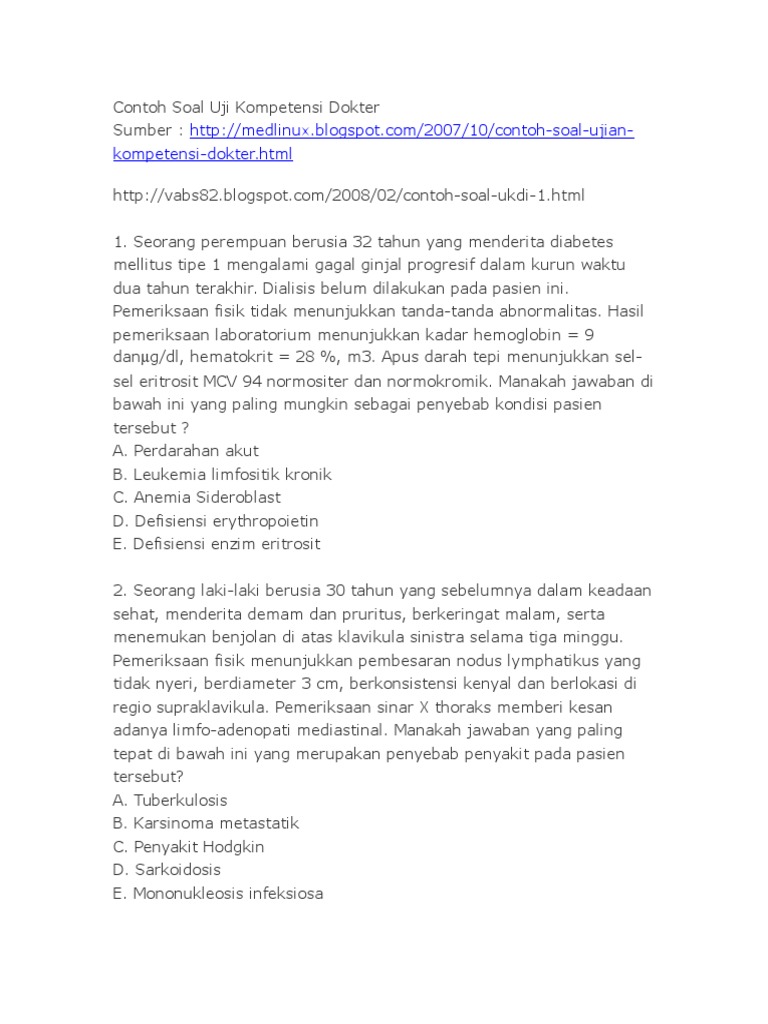 Contoh Soal Uji Kompetensi Dokter