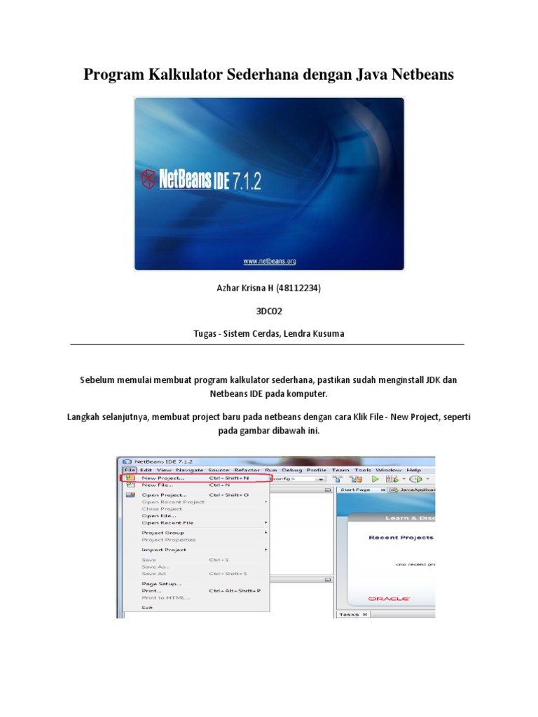 Program Kalkulator Sederhana Dengan Java Netbeans | PDF