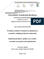 Evaluarea Tehnico-Economică Şi Optimizarea Costurilor Calităţii Produselor Industriale