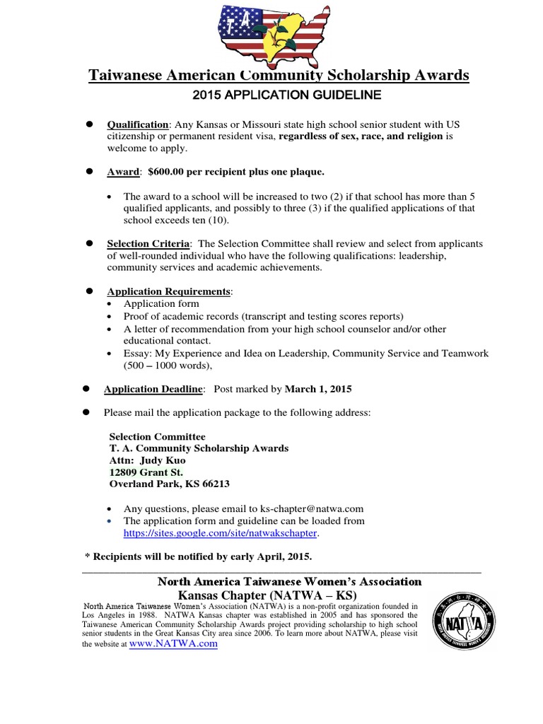 2015 TA Scholarship Application Guideline | PDF | Career & Growth ...