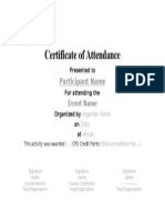 Certificate of Attendance: Participant Name
