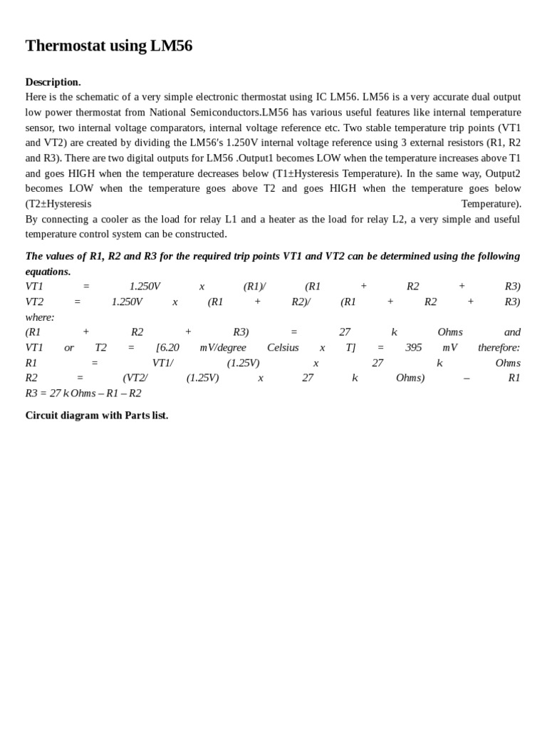 Simple LM56 Thermostat Circuit Guide | PDF | Science & Mathematics