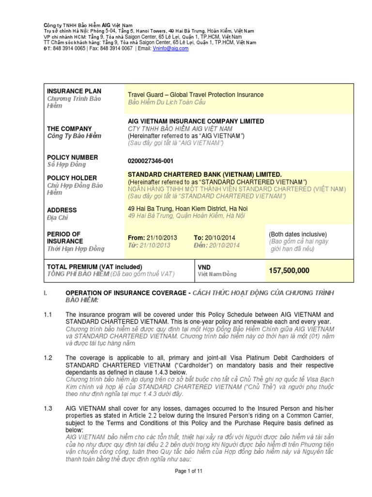 Policy Schedule 2013 - 2014 | PDF | Ho Chi Minh City | Vietnam