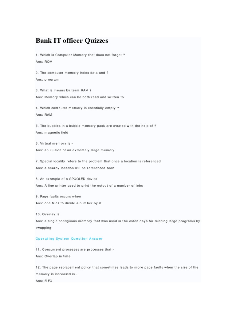 An Extensive Collection of Operating System and Computer Memory