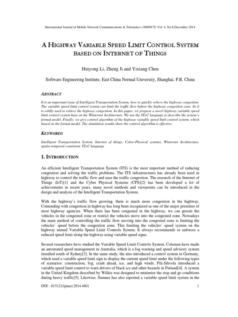 IoT-Based Highway Speed Control | PDF | Internet | Internet Of Things
