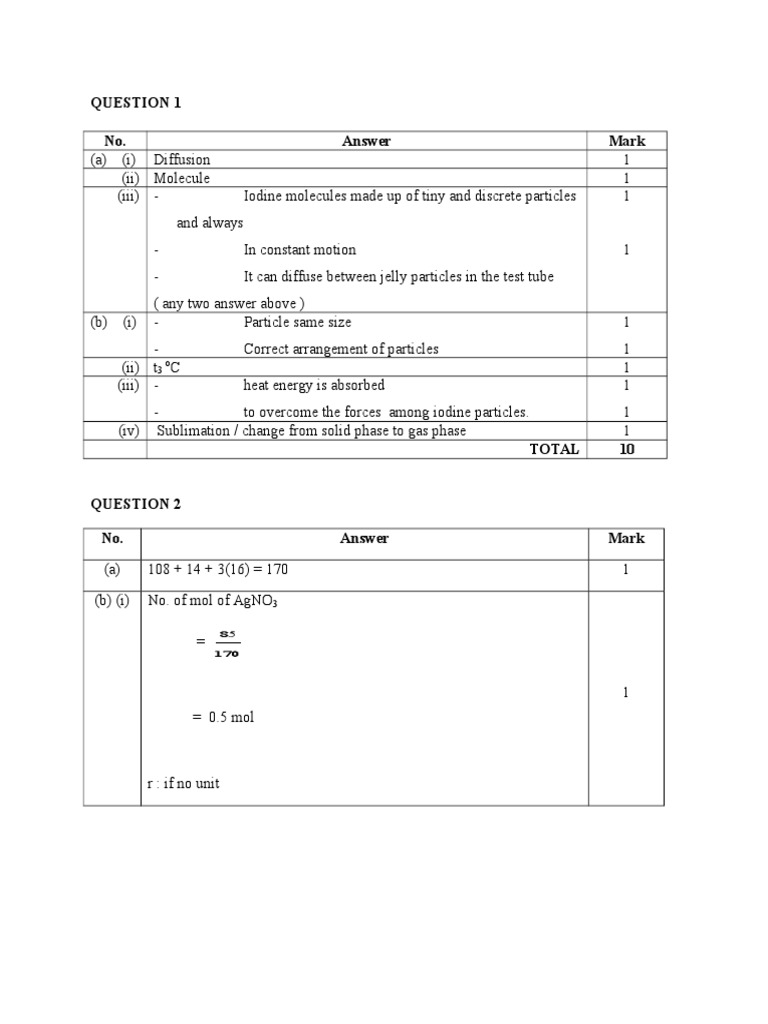 Chemistry Exam Questions and Answers | PDF | Science & Mathematics