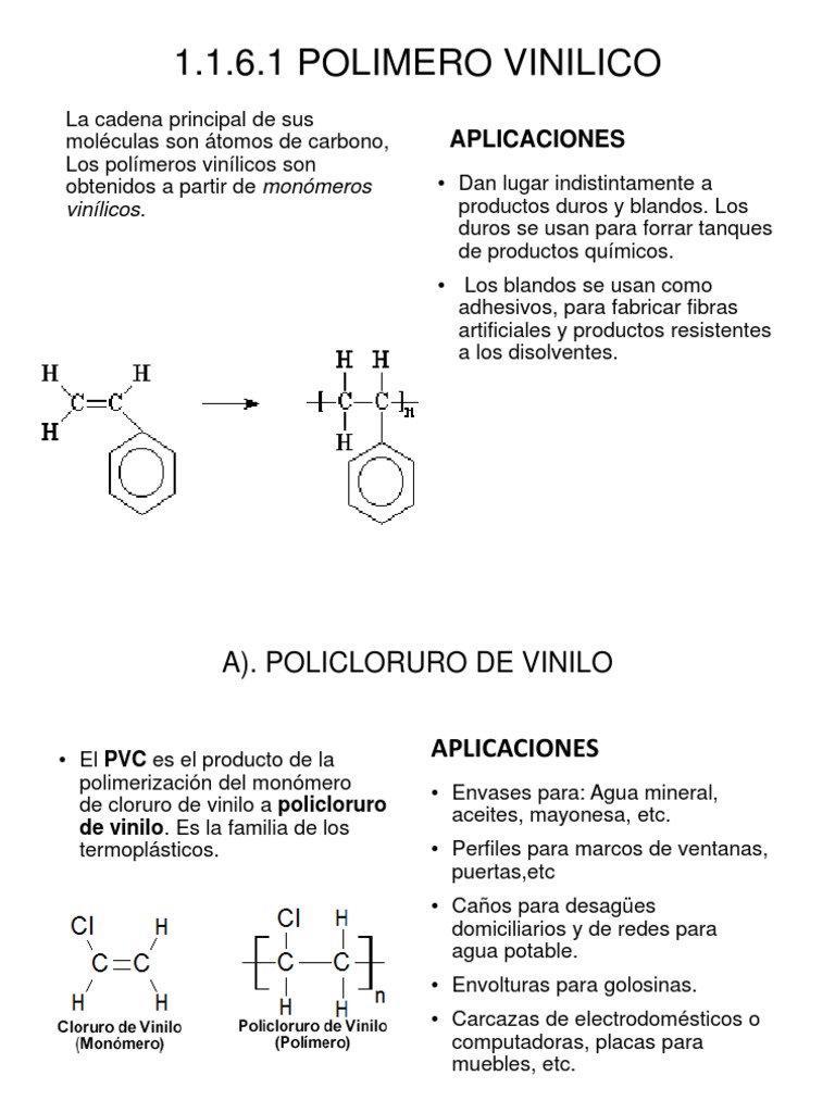 Características y aplicaciones de los principales polímeros vinílicos ...
