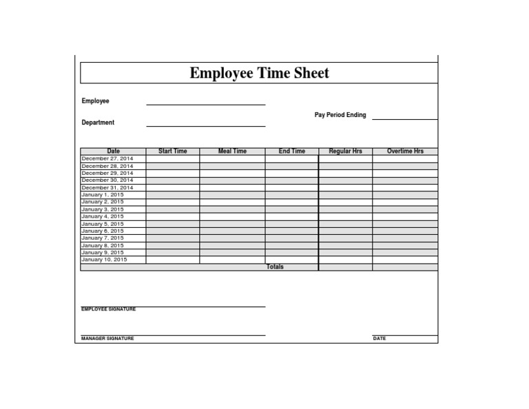Employee Time Sheet Template | PDF | Self-Improvement
