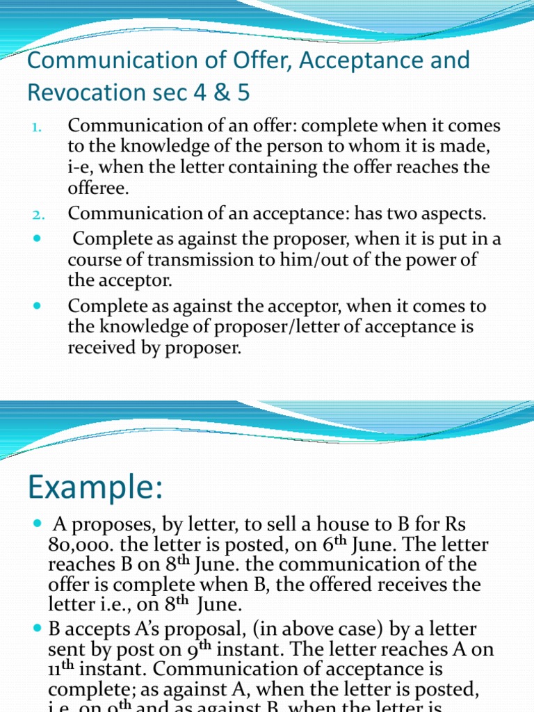 Communication of Offer and Revocation | PDF | Offer And Acceptance