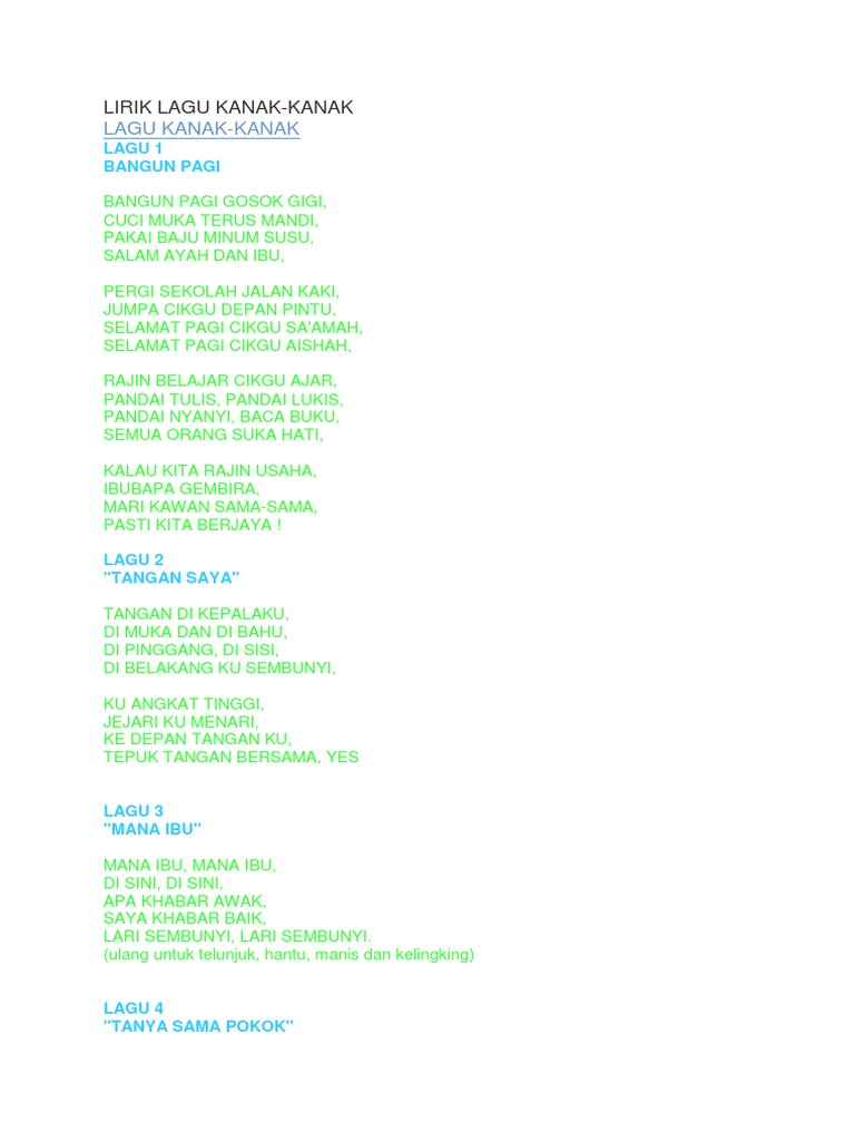 Lirik Lagu Kanak Pdf