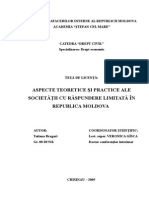 Aspecte Teoretice Şi Practice Ale Societăţii Cu Răspundere Limitată În Republica Moldova