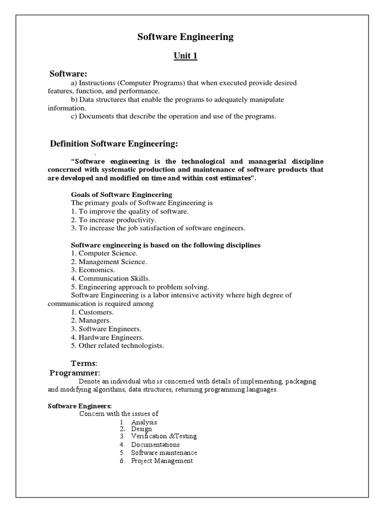 Software Engineering Notes_UNIT I | Reliability Engineering | Software
