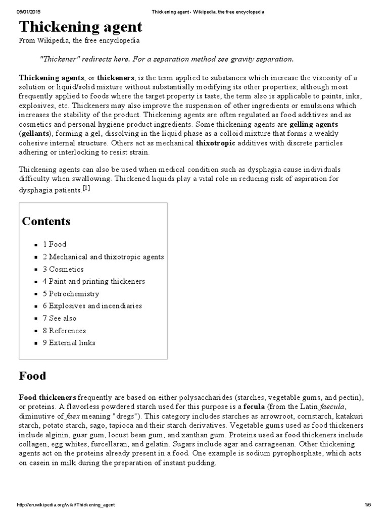 Thickening Agent Wikipedia, The Free Encyclopedia PDF Chemical