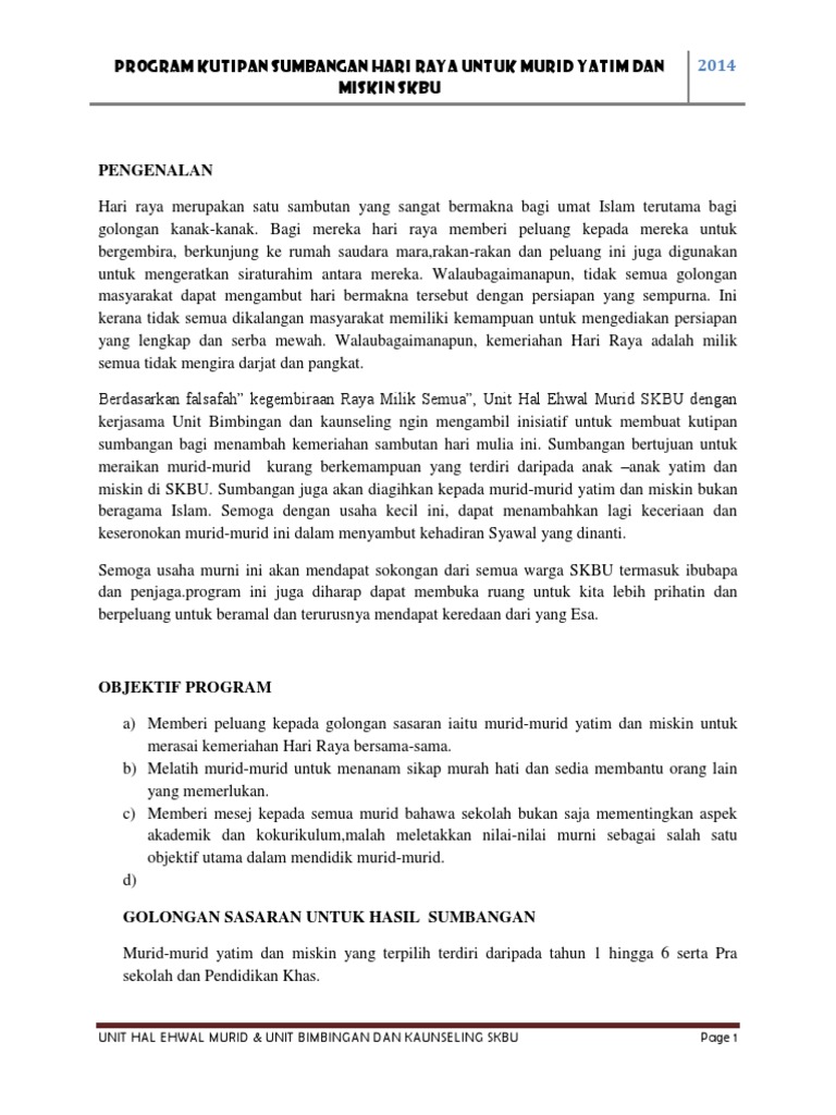 Kertas Kerja Sumbangan Raya Pdf