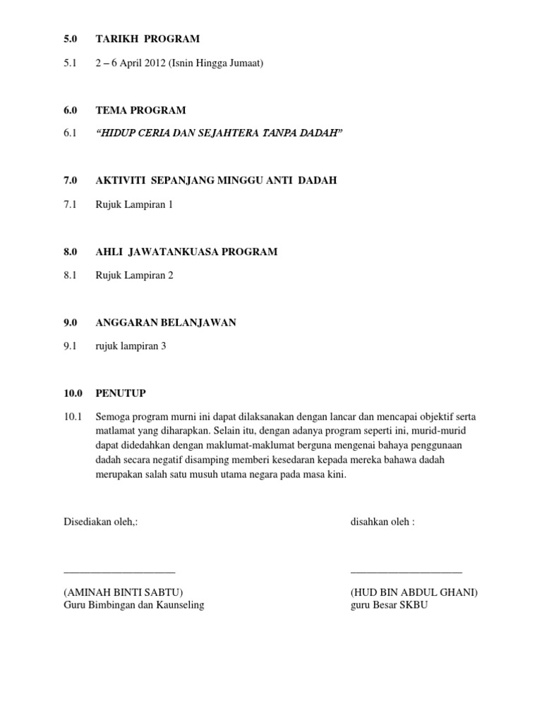 Kertas Kerja Anti Dadah Pdf