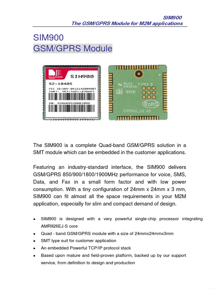 Data Sheet SIM 90 GSM/gprs Module | PDF | General Packet Radio Service ...