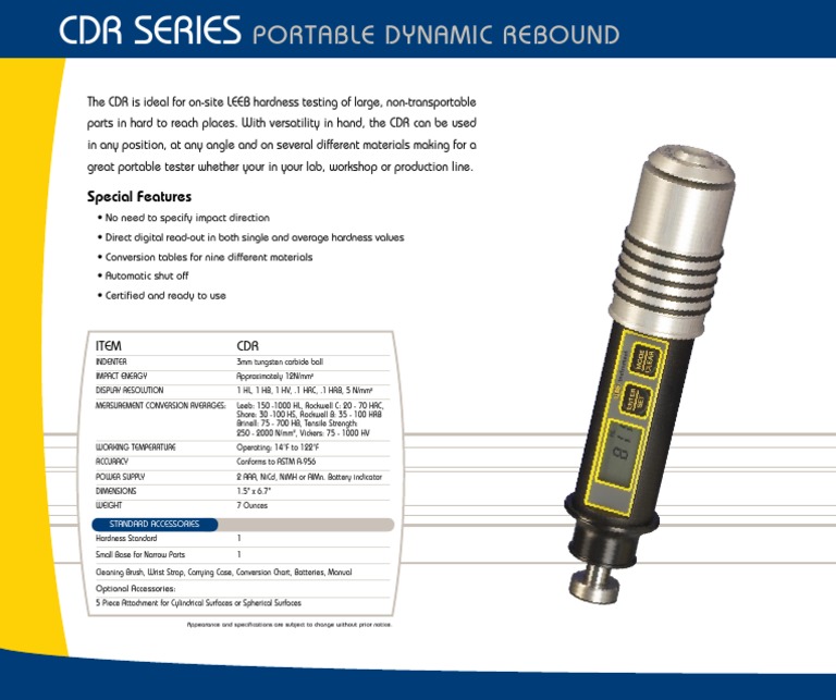 Portable CDR Hardness Tester Features | PDF