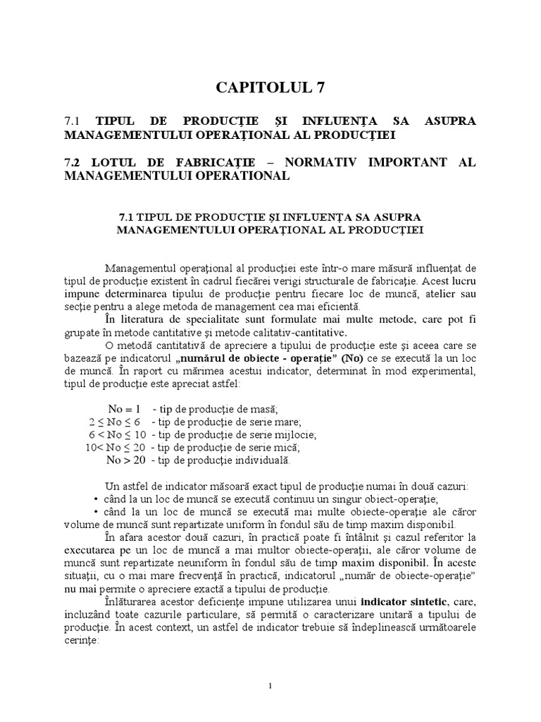 Lotul de Fabricatie - Managementul Operational | PDF
