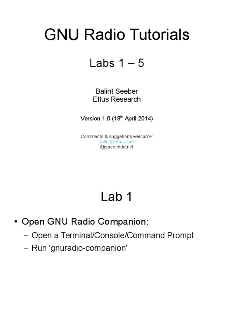 GNU Radio Tutorials: Labs 1-5 Guide | PDF