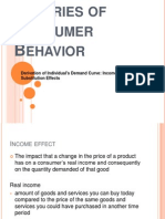 Heories OF Onsumer Ehavior: Derivation of Individual's Demand Curve: Income and Substitution Effects